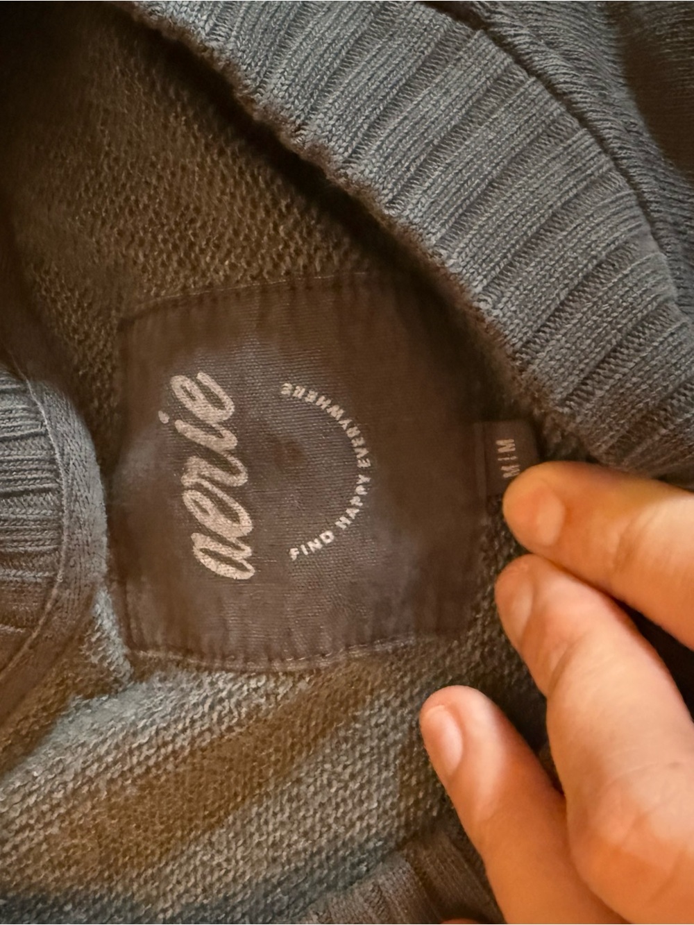 charcoal grey Rib-Cuff Crewneck Sweater - Picture 3 of 3